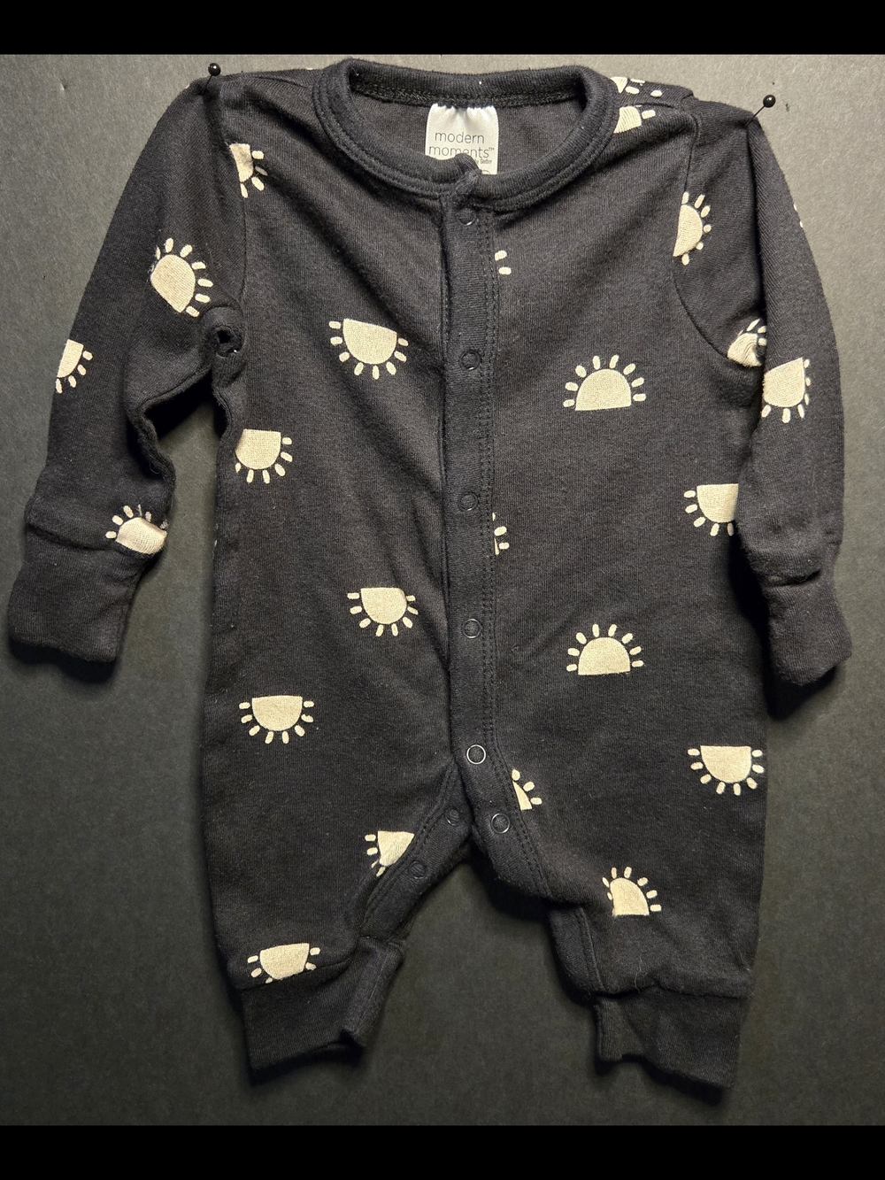 Gerber Black One-Piece with Cream Sun Prints